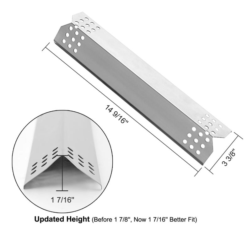 YIHAM Replacement Parts for Grill Master 720-0697 Nexgrill 720-0830H 720-0783E 720-0737 BBQ Heat Shield Plate Tent Burner Cover Flame Tamer 14 9/16 inch x 3 3/8 inch, Stainless Steel, Set of 4, KS708 - Image 2